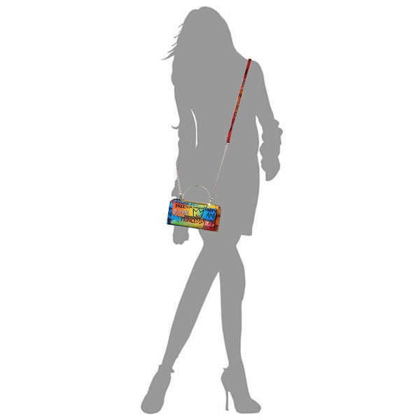 Graffiti Print Round Top Handle Clutch Wallet