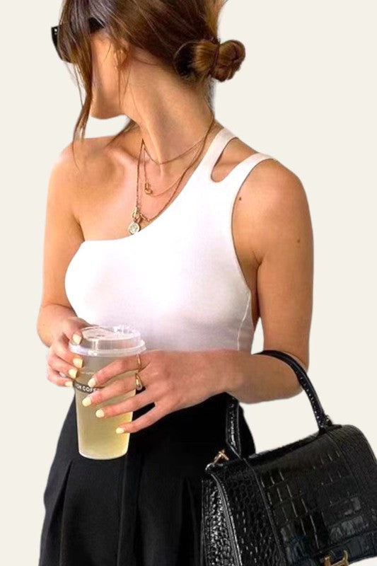 Heart Holder Sleeveless One Shoulder Romper