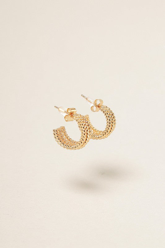 14K Gold Dipped Triple C Hoop Earrings