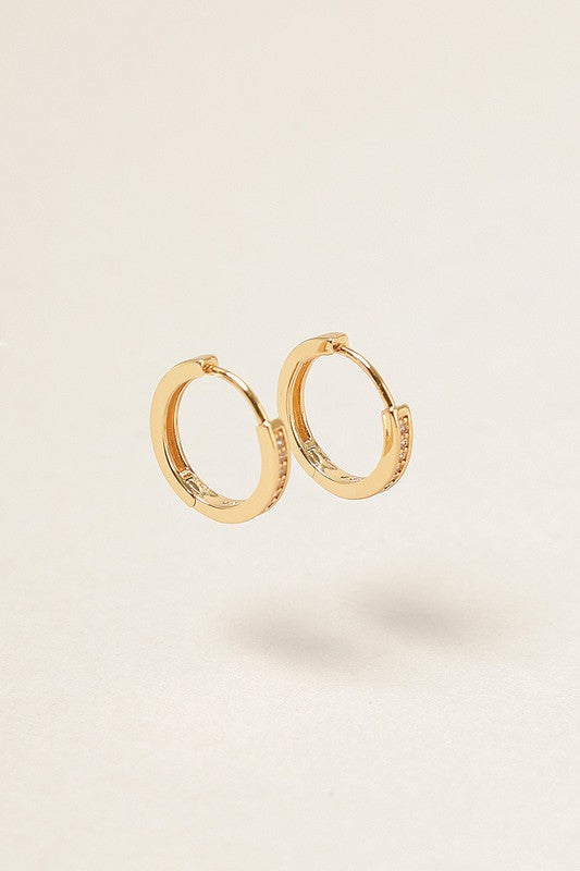 14K Gold Dipped Cubic Zirconia Hoop Earrings