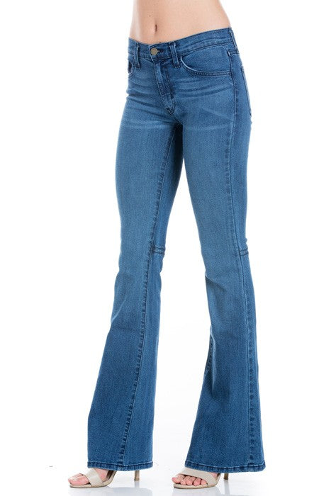 mid rise flare bell bottom denim jeans