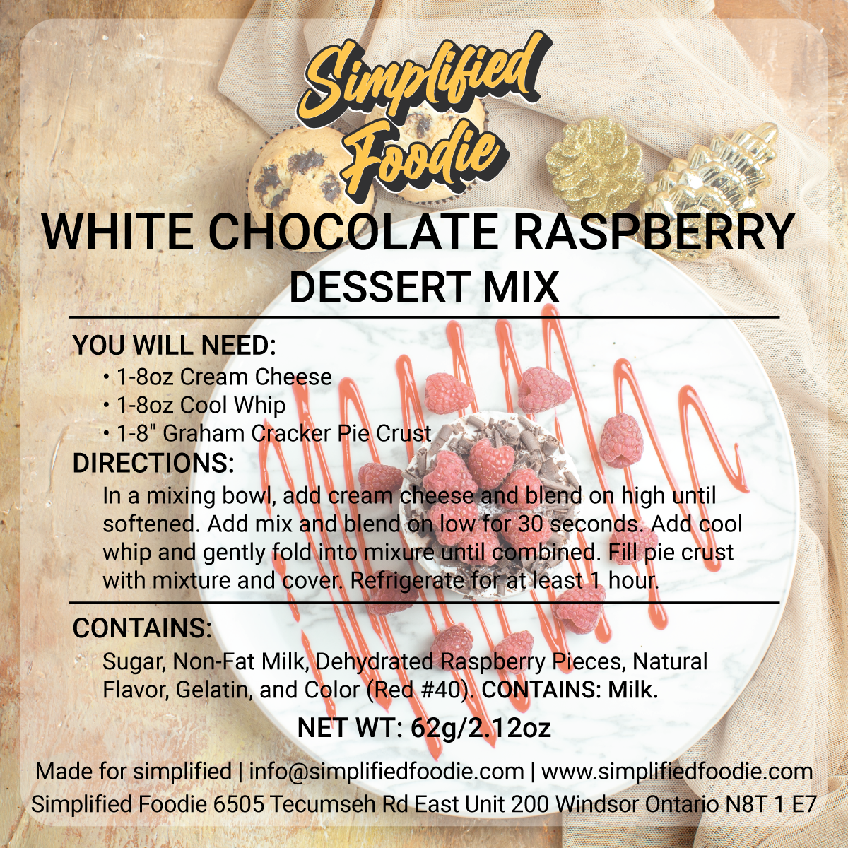WHITE CHOCOLATE RASPBERRY DESSERT MIX