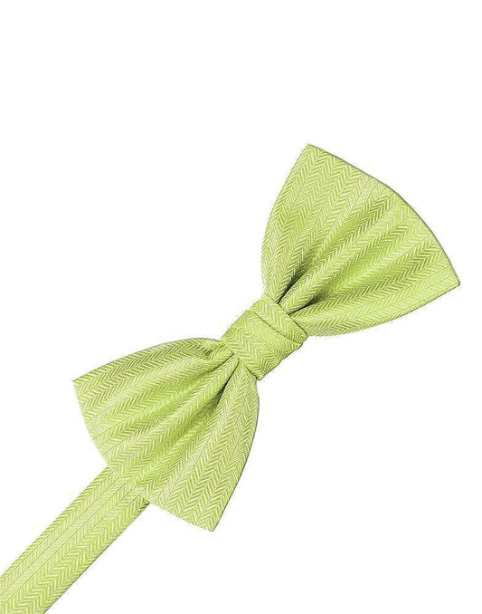 Lemon Herringbone Bow Tie
