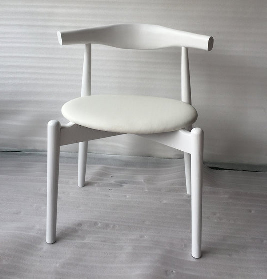 Hannah Chair - Round Seat - White & White Leather - GFURN