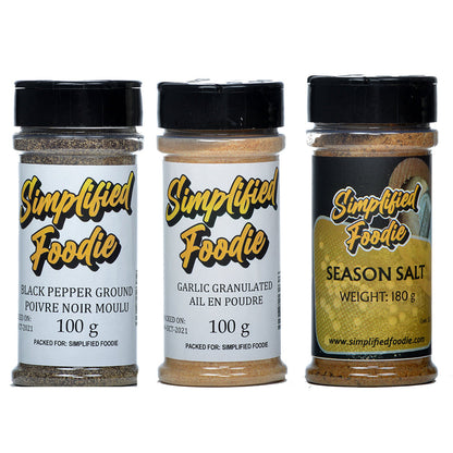 Black pepper, Garlic Granulated, Seasoning Salt 3 Spice Kit