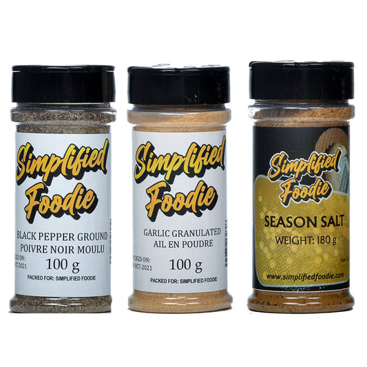 Black pepper, Garlic Granulated, Seasoning Salt 3 Spice Kit