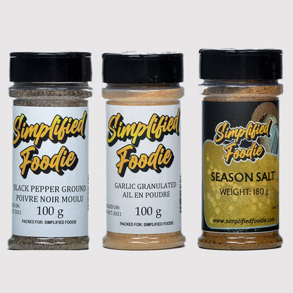 Black pepper, Garlic Granulated, Seasoning Salt 3 Spice Kit