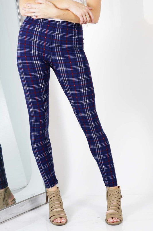 Blue Plaid Leggings