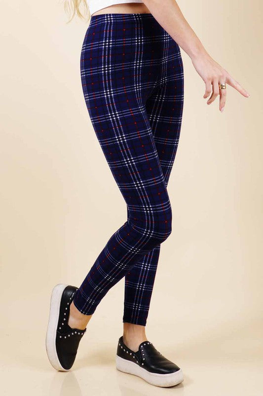 Blue Plaid Leggings