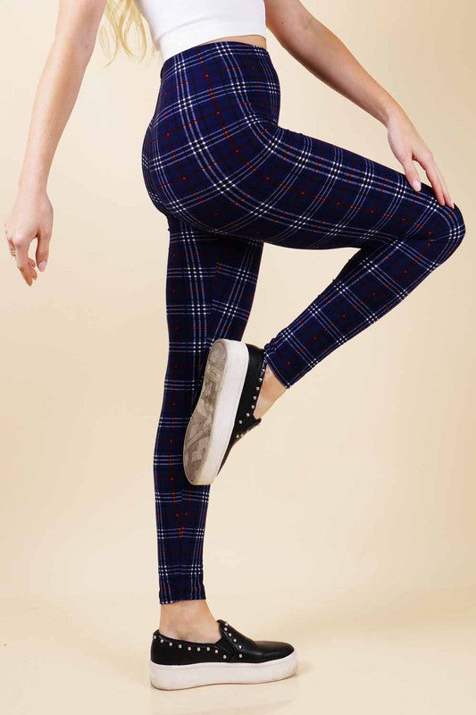 Blue Plaid Leggings