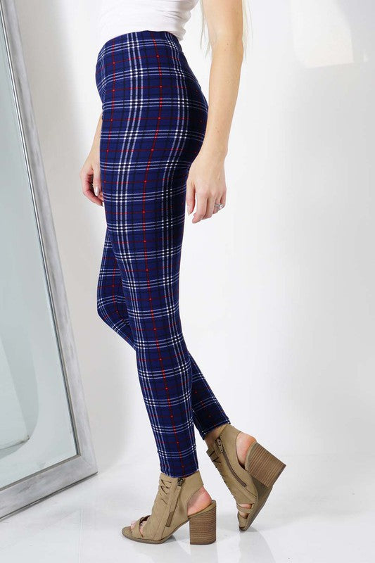 Blue Plaid Leggings