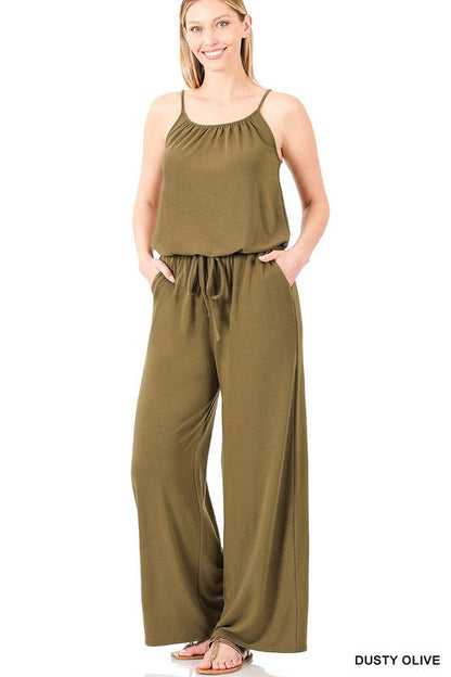SPAGHETTI STRAP JUMPSUIT WITH POCKET