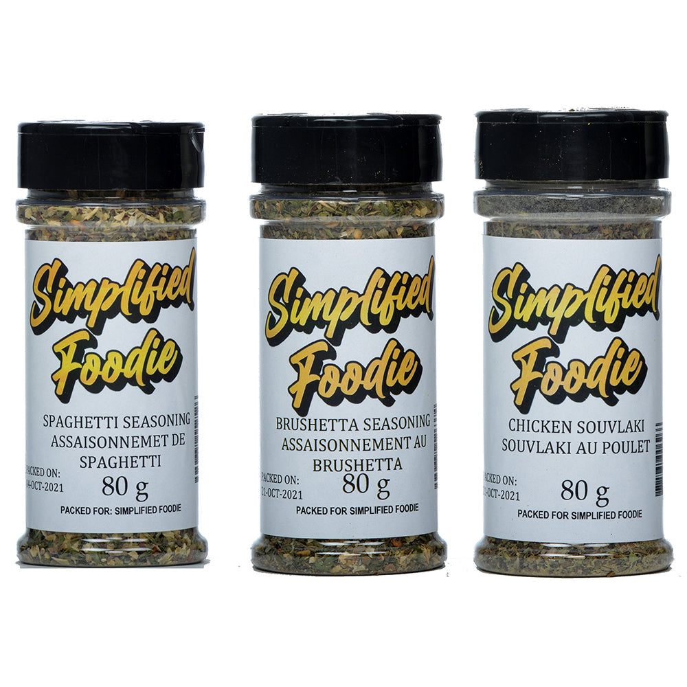 Spaghetti Seasoning, Bruschetta seasoning & Chicken Souvlaki Spice Kit