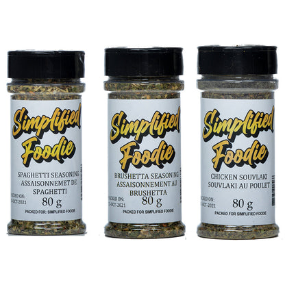 Spaghetti Seasoning, Bruschetta seasoning & Chicken Souvlaki Spice Kit