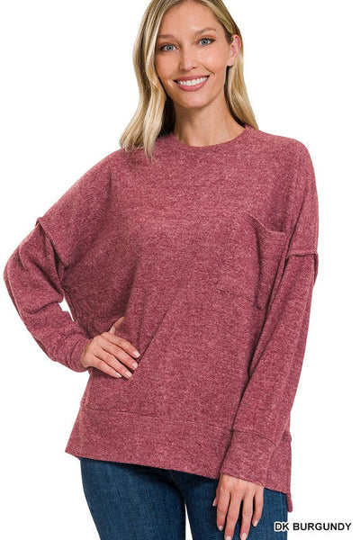 BRUSHED MELANGE DROP SHOULDER OVERSIZED SWEATER