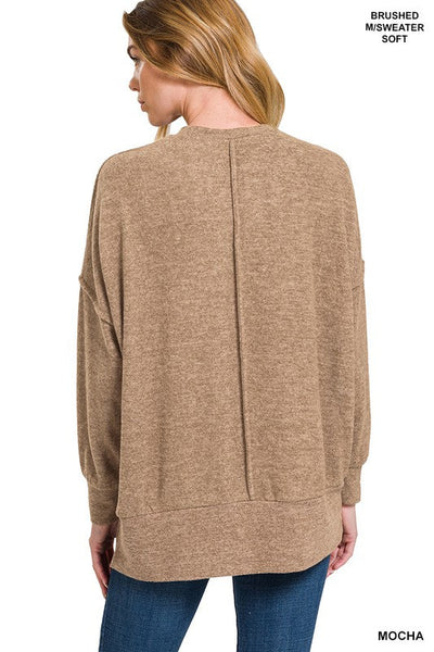 BRUSHED MELANGE DROP SHOULDER OVERSIZED SWEATER