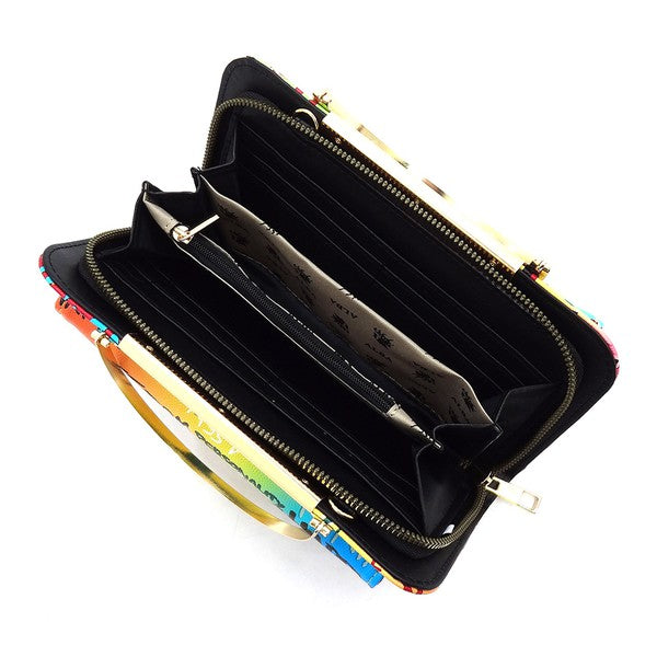 Graffiti Print Round Top Handle  Clutch Wallet