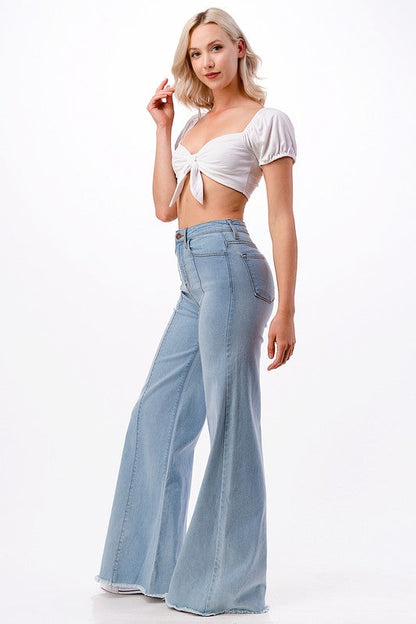 Wide Leg Flare Denim Jeans Pants
