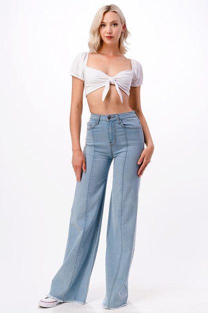 Wide Leg Flare Denim Jeans Pants