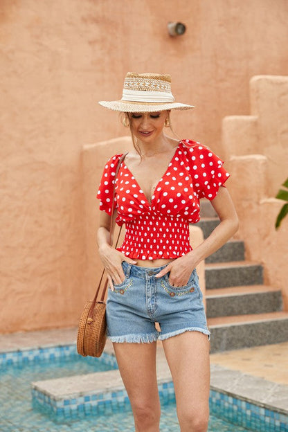 WOMEN'S TOP POLKA DOT PRINT TOP