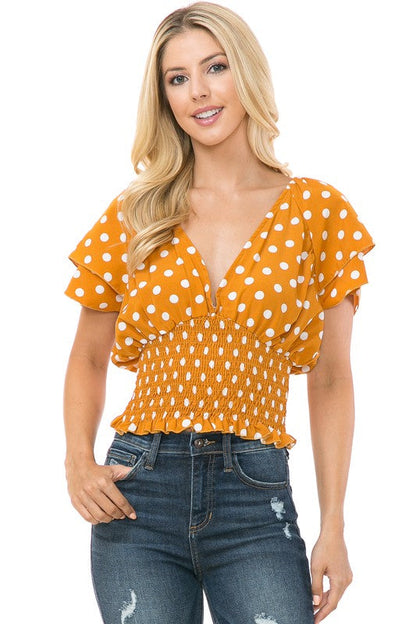 WOMEN'S TOP POLKA DOT PRINT TOP