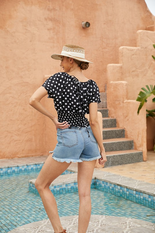 WOMEN'S TOP POLKA DOT PRINT TOP