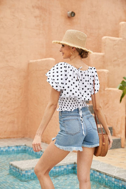 WOMEN'S TOP POLKA DOT PRINT TOP