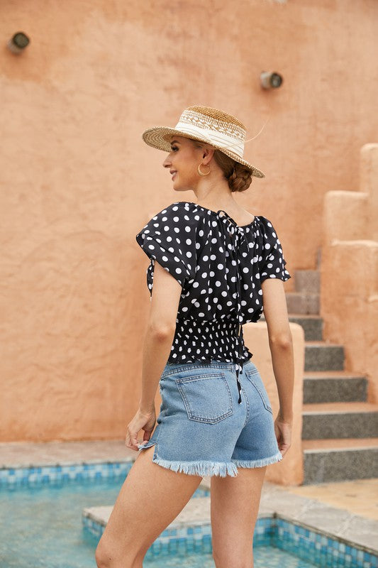 WOMEN'S TOP POLKA DOT PRINT TOP