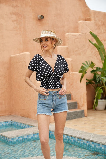 WOMEN'S TOP POLKA DOT PRINT TOP