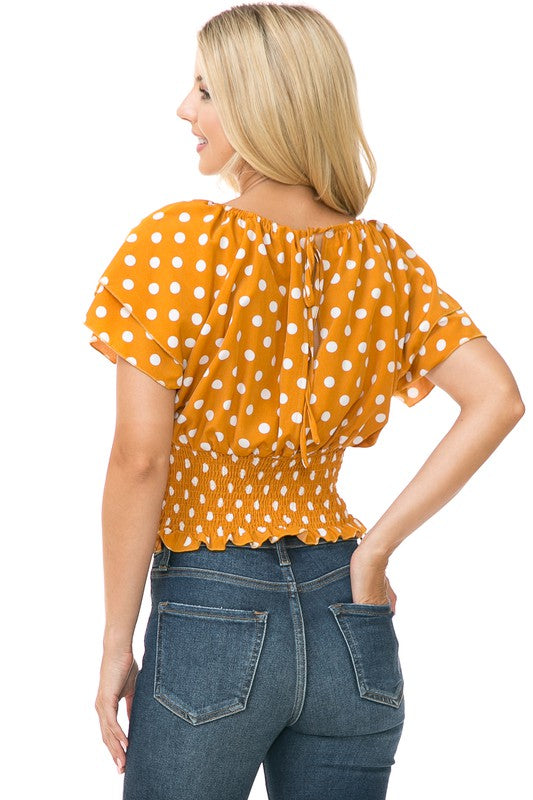 WOMEN'S TOP POLKA DOT PRINT TOP
