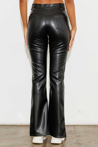 VEGAN LEATHER FRONT SLIT BOOTCUT