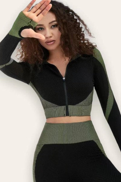 Fall Color-block Sports Sweatshirt & Leggings