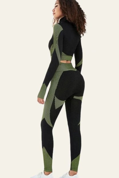 Fall Color-block Sports Sweatshirt & Leggings