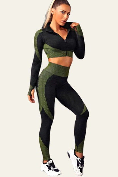 Fall Color-block Sports Sweatshirt & Leggings