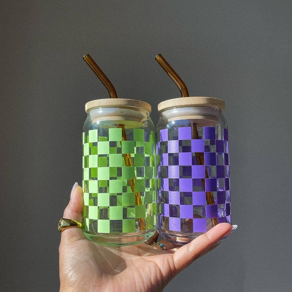 Checkered Glass Cup