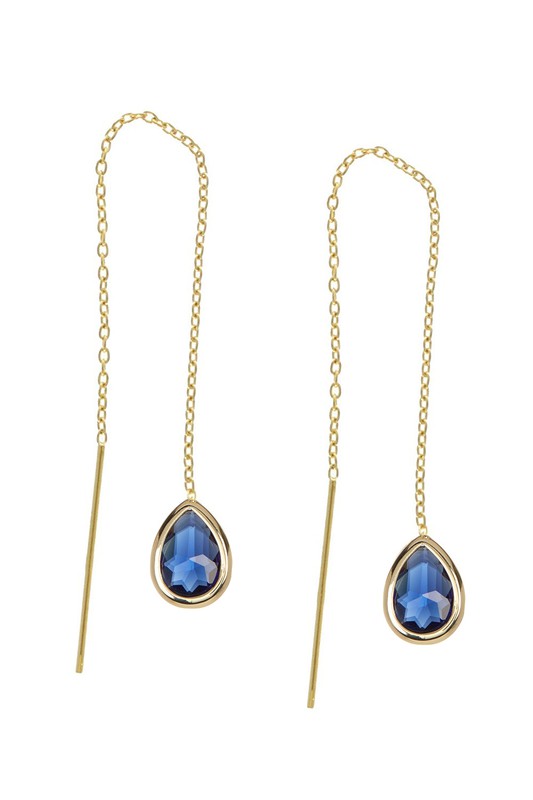 London Blue Crystal Threader Earrings - GF