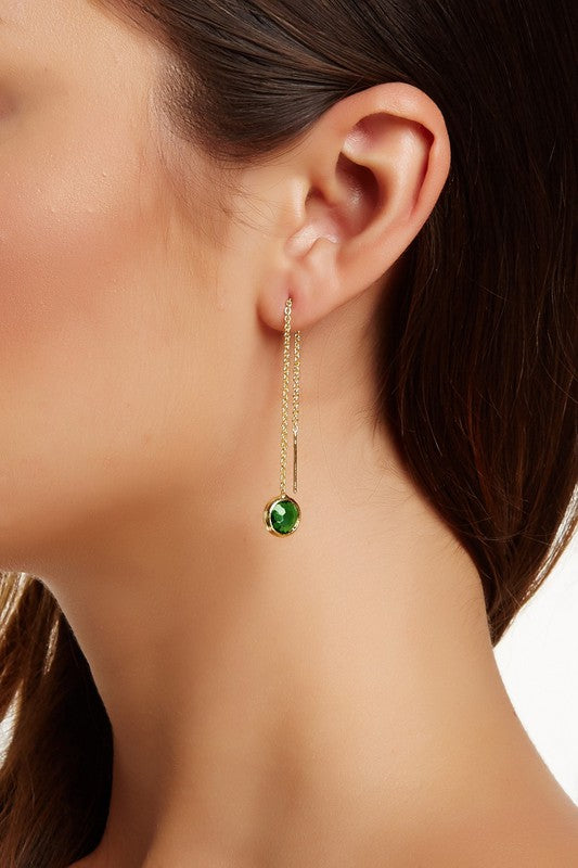 Emerald Crystal Threader Earrings - GF