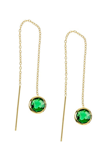 Emerald Crystal Threader Earrings - GF