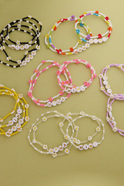 Daisy Beaded Mama Mini Matching Bracelets