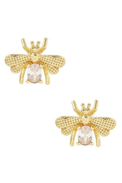 CZ Bee Gold Dipped Post Earrings