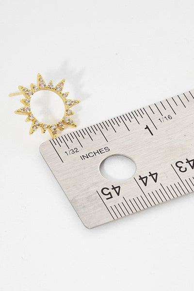 CZ Sun Shaped Gold Dipped Post Earrings