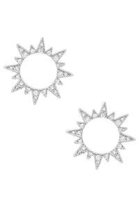 CZ Sun Shaped Gold Dipped Post Earrings