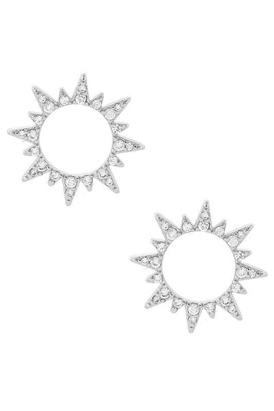 CZ Sun Shaped Gold Dipped Post Earrings