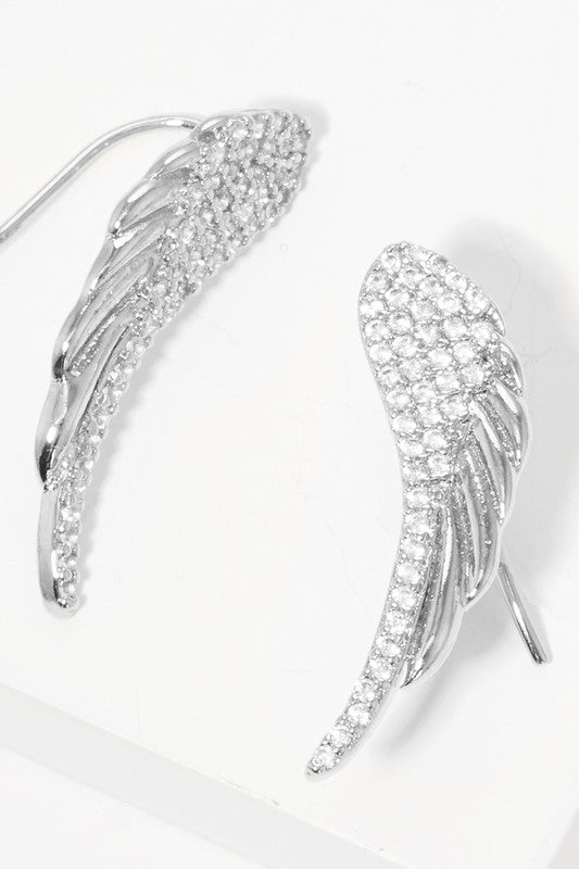 CZ Wings Gold Dipped Post Earrings