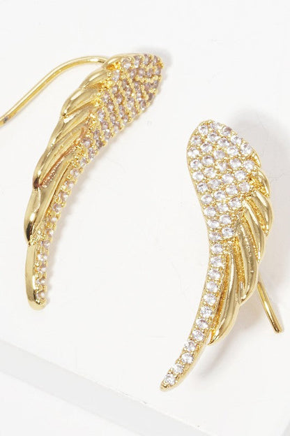 CZ Wings Gold Dipped Post Earrings