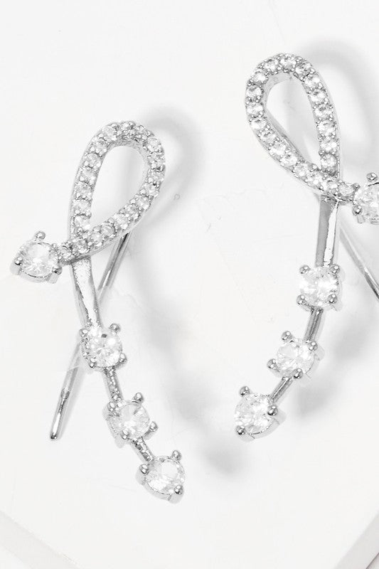 CZ Ribbon Gold Dipped Ear Crawlers