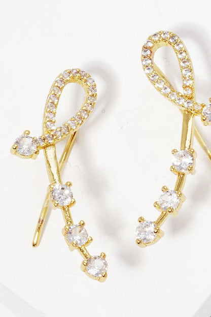 CZ Ribbon Gold Dipped Ear Crawlers