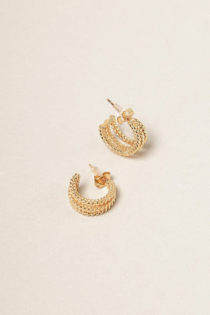 14K Gold Dipped Triple C Hoop Earrings