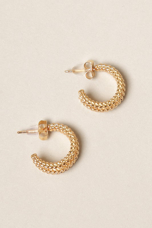 14K Gold Dipped Triple C Hoop Earrings
