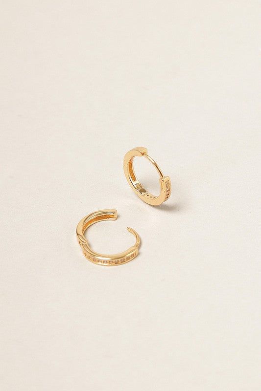 14K Gold Dipped Cubic Zirconia Hoop Earrings